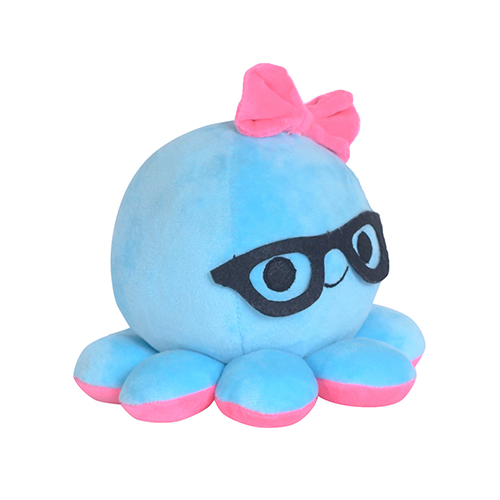 Ultra Octopus with Spectacles Bow Stuffed Soft Plush Kids Animal Toy 7 Inch Sky Blue