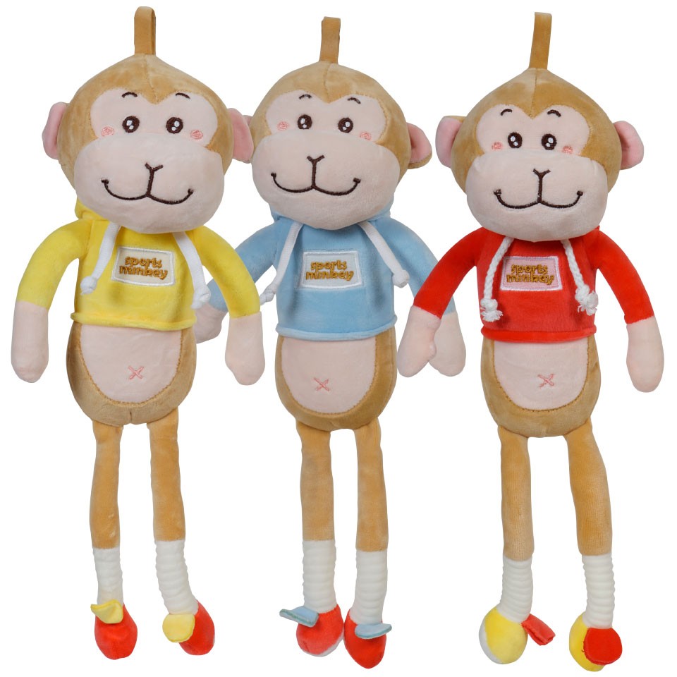 Ultra Cute Hanging Monkey with Dress Stuffed Plush Kids Soft Animal Toy 16 Inch Multicolor