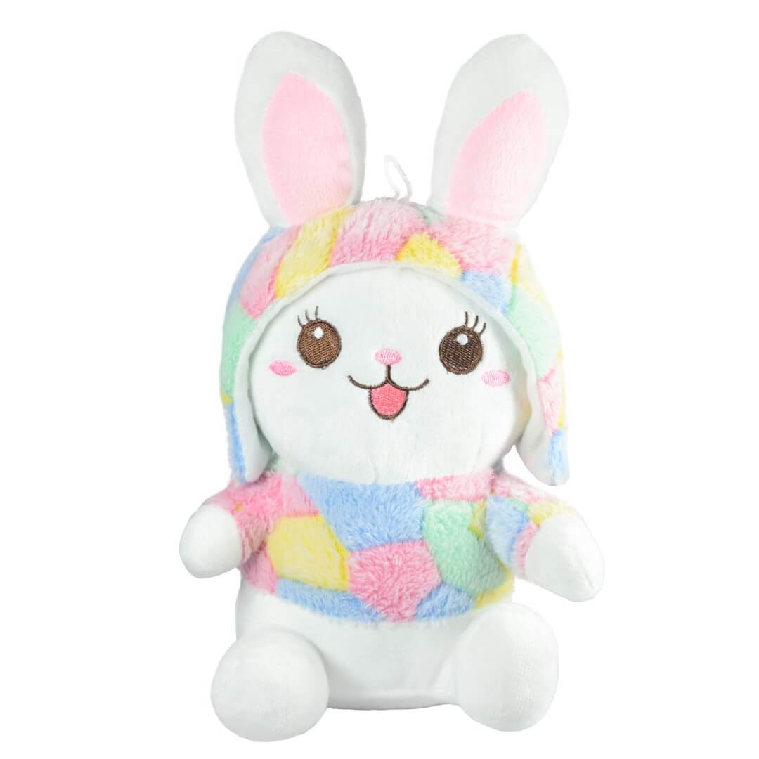 Ultra Smiling Rainbow Baby Bunny Stuffed Soft Plush Kids Animal Toy 10 Inch Multicolor