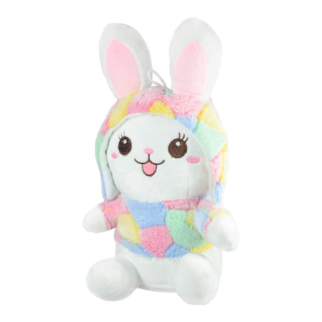 Ultra Smiling Rainbow Baby Bunny Stuffed Soft Plush Kids Animal Toy 10 Inch Multicolor