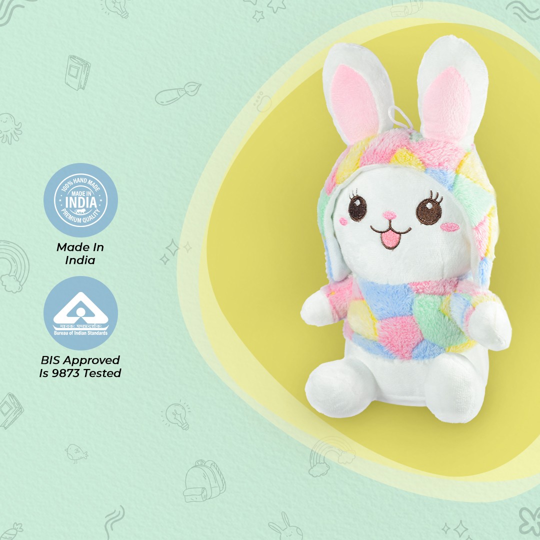 Ultra Smiling Rainbow Baby Bunny Stuffed Soft Plush Kids Animal Toy 10 Inch Multicolor