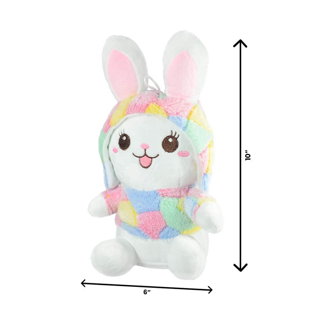 Ultra Smiling Rainbow Baby Bunny Stuffed Soft Plush Kids Animal Toy 10 Inch Multicolor