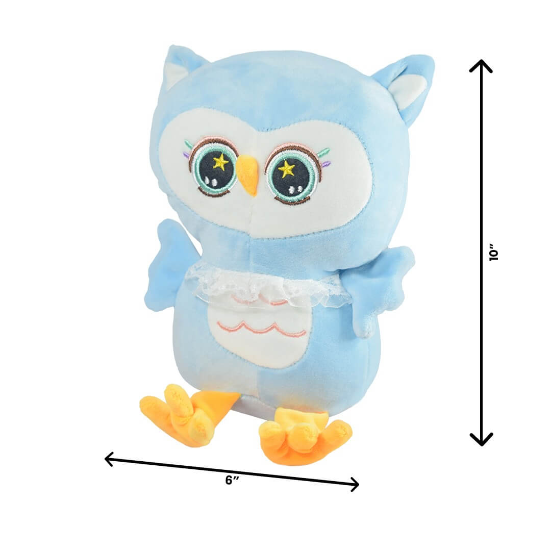 Ultra Cute Cuddly Owl Bird Stuffed Soft Plush Kids Animal Toy 10 Inch Blue