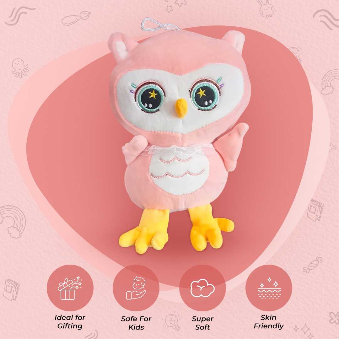 Ultra Cute Cuddly Owl Bird Stuffed Soft Plush Kids Animal Toy 10 Inch Pink