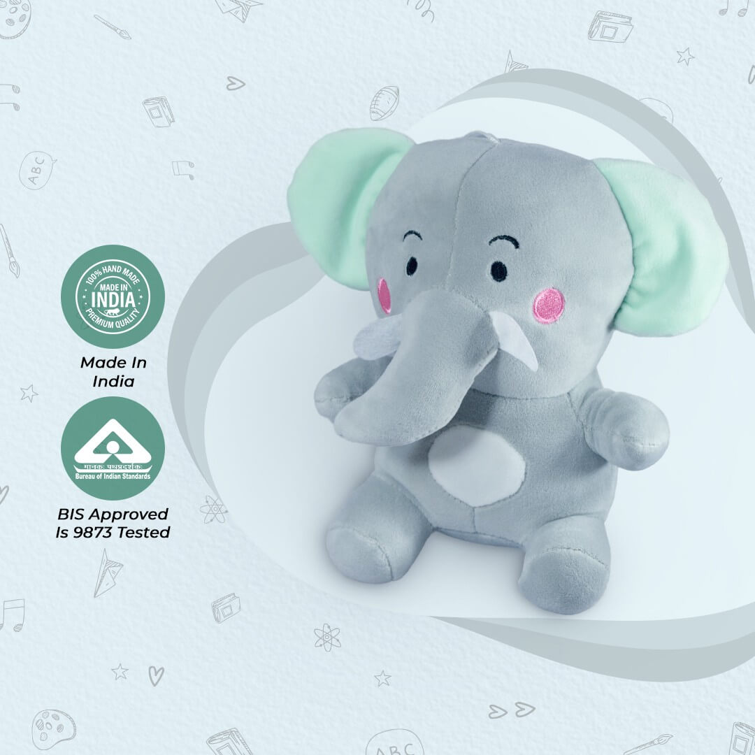 Ultra Cute Cuddly Baby Elephant Stuffed Soft Plush Kids Animal Toy 10 Inch Grey