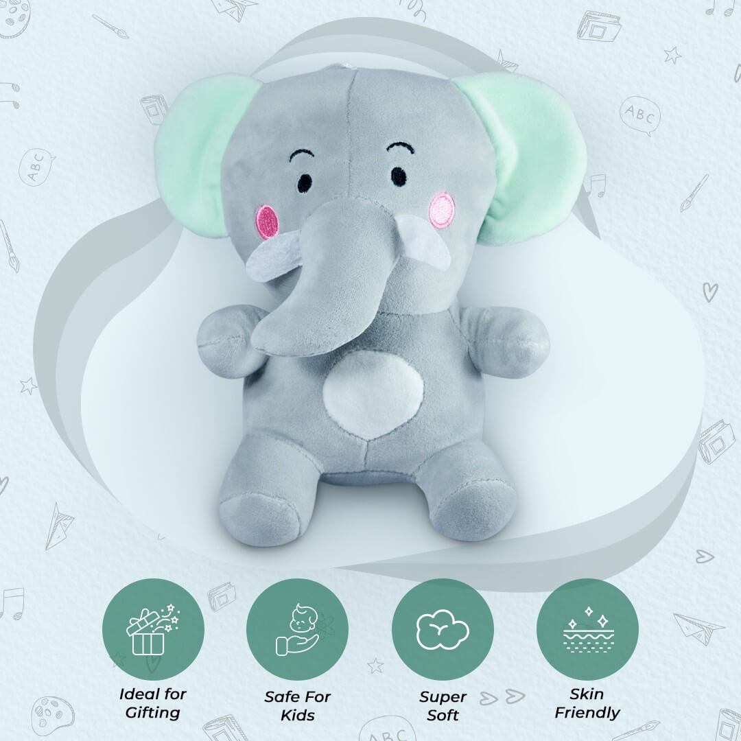 Ultra Cute Cuddly Baby Elephant Stuffed Soft Plush Kids Animal Toy 10 Inch Grey