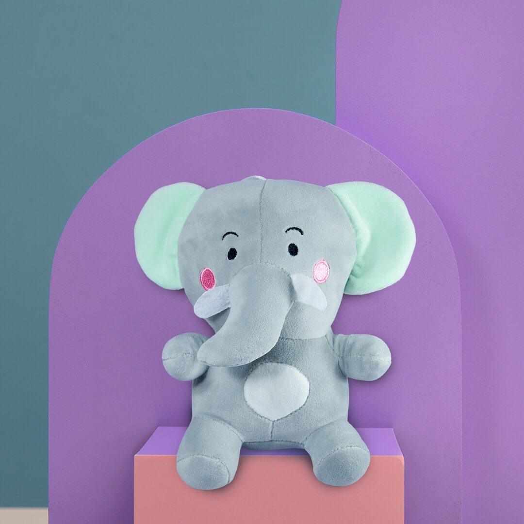 Ultra Cute Cuddly Baby Elephant Stuffed Soft Plush Kids Animal Toy 10 Inch Grey