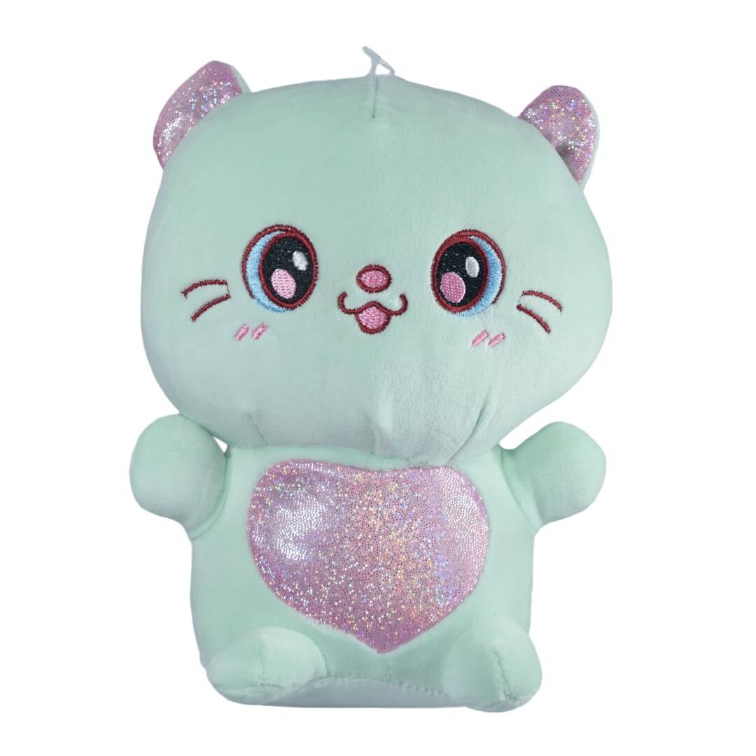 Ultra Cute Cat Kitten Stuffed Soft Plush Kids Animal Toy 10 Inch Green