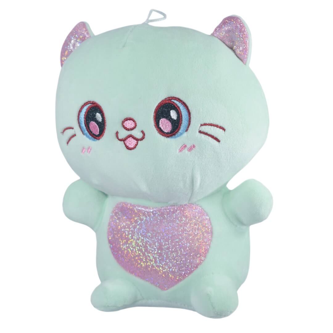 Ultra Cute Cat Kitten Stuffed Soft Plush Kids Animal Toy 10 Inch Green