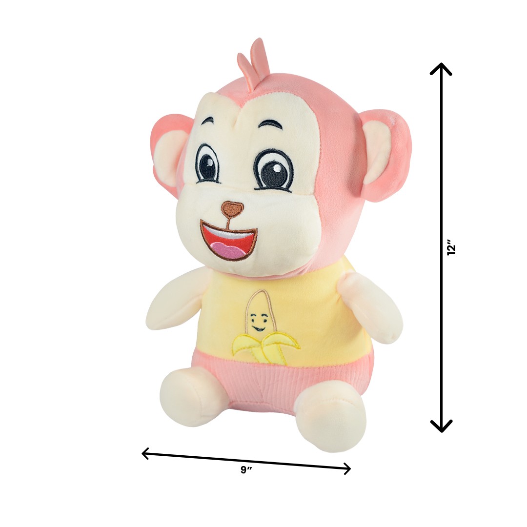 Ultra Smiling Cuddly Fruit Monkey Stuffed Soft Plush Kids Animal Toy 12 Inch Yellow