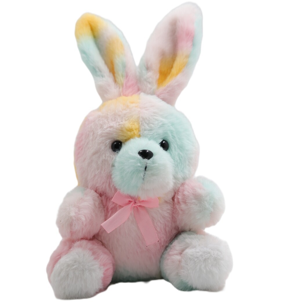 Ultra Rainbow Bunny Soft Plush Kids Animal Toy 7 Inch Multicolor
