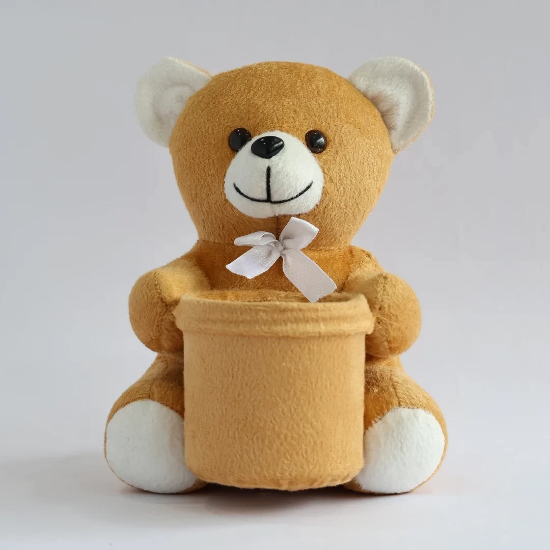 Ultra Teddy Soft Kids Pen Stand Holder Toy 8 Inch Brown