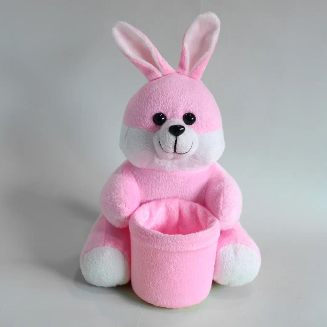 Ultra Bunny Soft Kids Pen Stand Holder Toy 8 Inch Pink