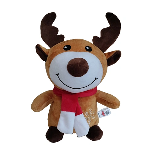 Ultra Baby Reindeer Wearing Christmas Muffler Stuffed Soft Plush Kids Animal Toy 14 Inch Brown