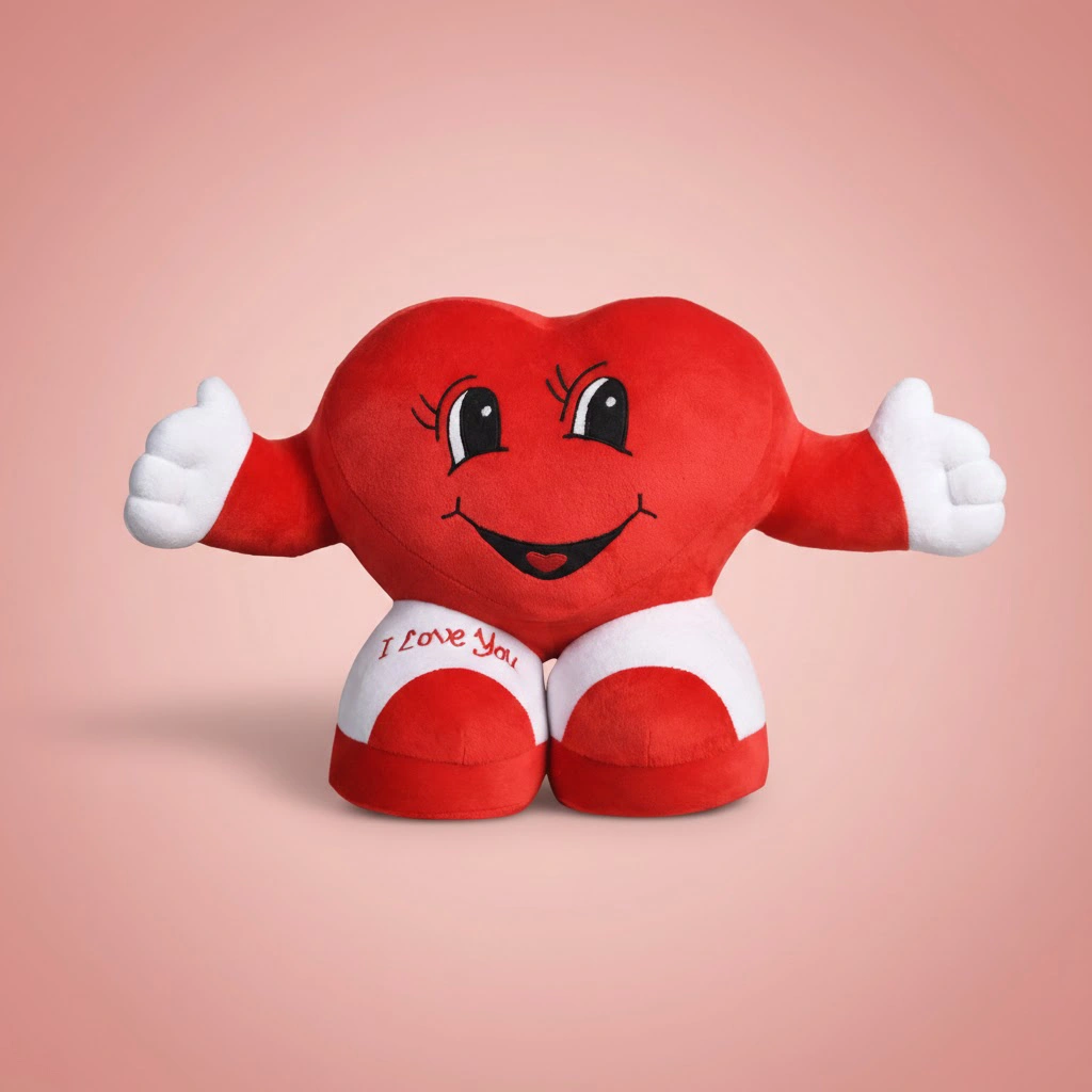Ultra Cute Eyes Standing Heart Plush Toy Valentine Gift 12 Inch Red