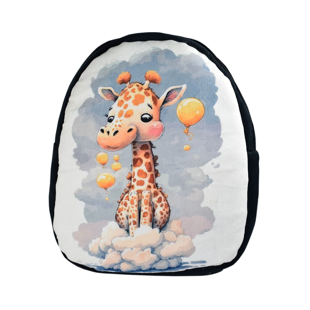 Ultra Giraffe Design Multicolor Plush Velvet Animal School Backpack 14 Inch